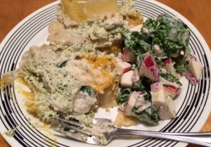lasagna and waldorf salad